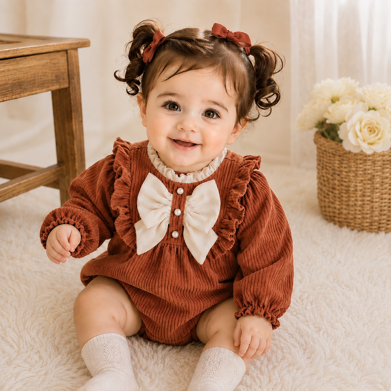 رامپر مخمل کبریتی نوزادی رنگ زیبای پاییزه